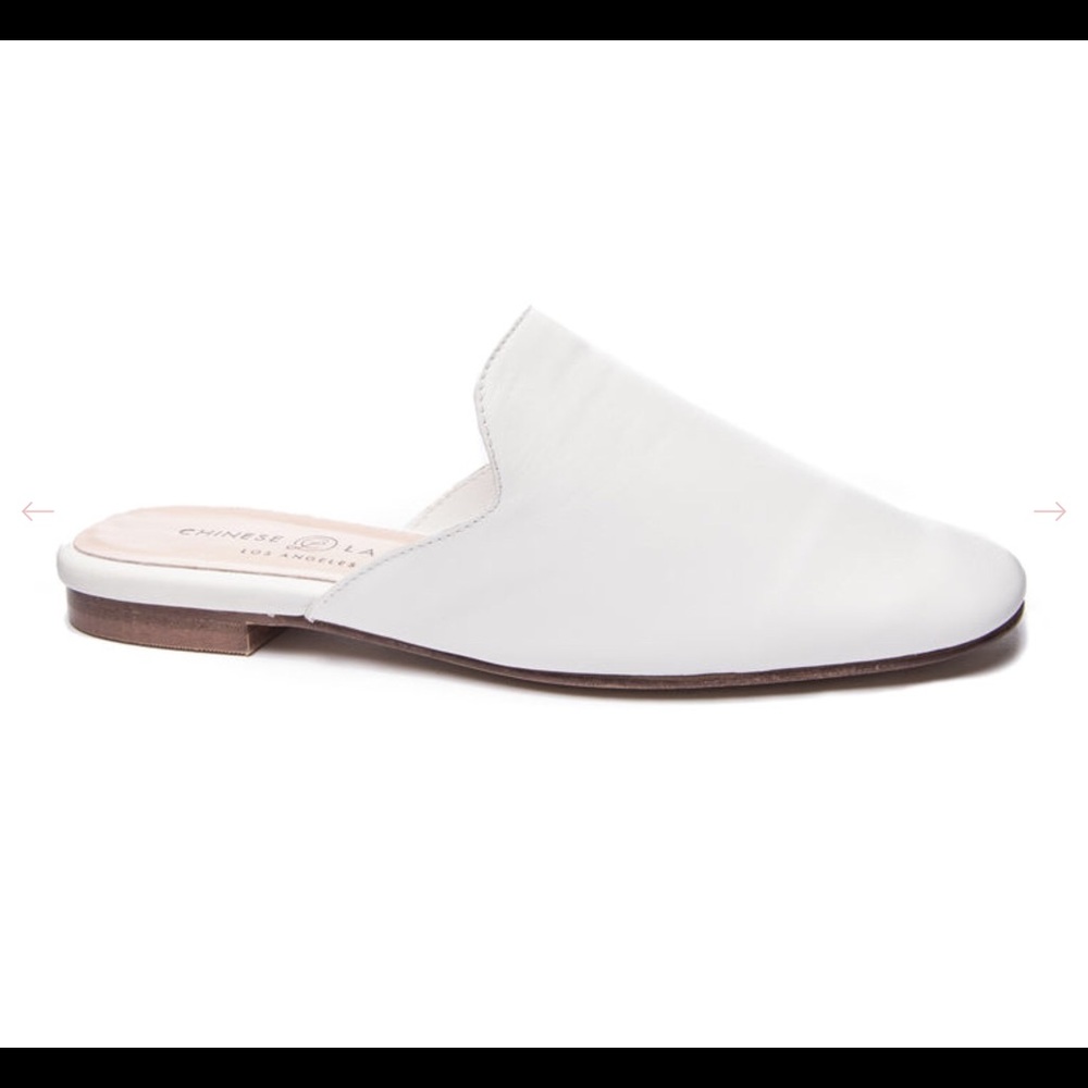 Chinese Laundry White Leather Mules, worn twice!